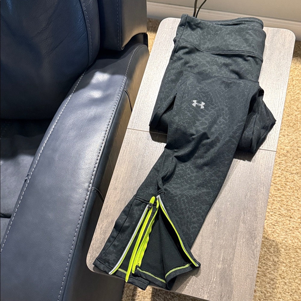 Under Armour Black Leggings with Lime Accents